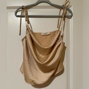 Pants Store Cream Cowl Neck Satin Tank